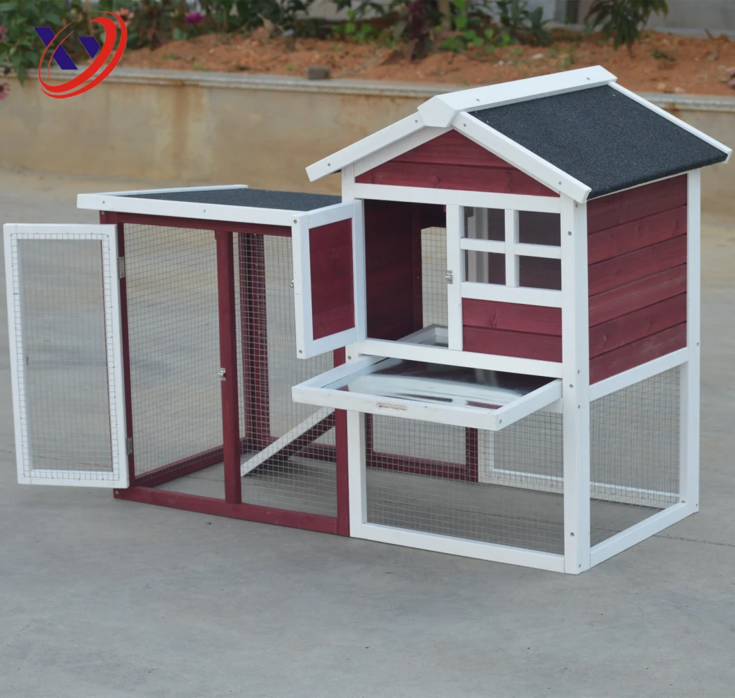 Solid Fir Wood Pet Cage Asphalt Protected Roof Rabbit House with Run