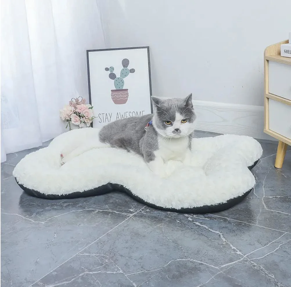 Hot Sale Bone Shape Rose Plush Pet Bed Soft Breathable Cat Dog Sofa Nest Pet Mattress