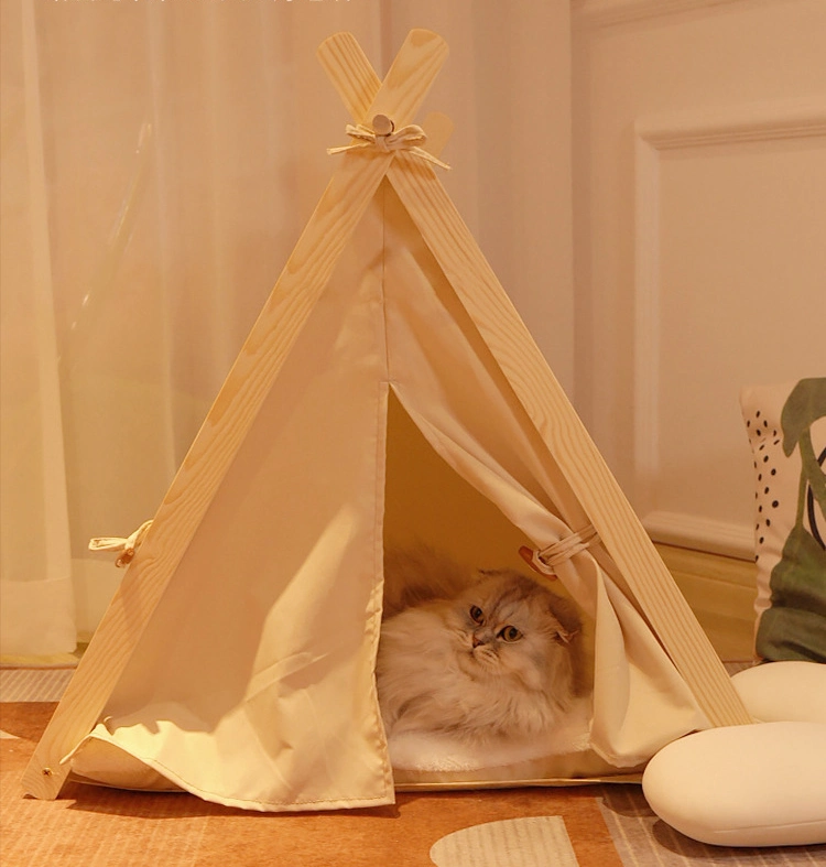 Pet Solid Color Modern Wooden Triangle Tent Cat and Dog Kennel Pet Supplies
