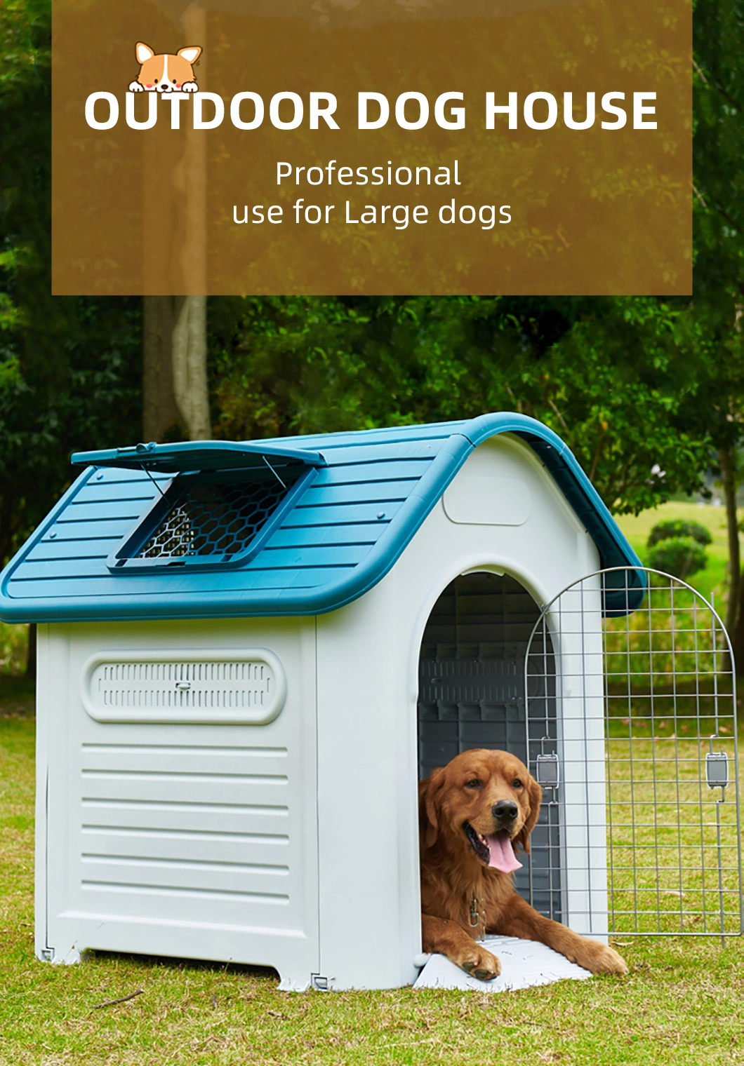 Manufacture Customized Modern Small/Little Large Luxury Waterproof Portable Kennel Environmental Comfortable Indoor/Outdoor Plastic Dog Pet House for Sale
