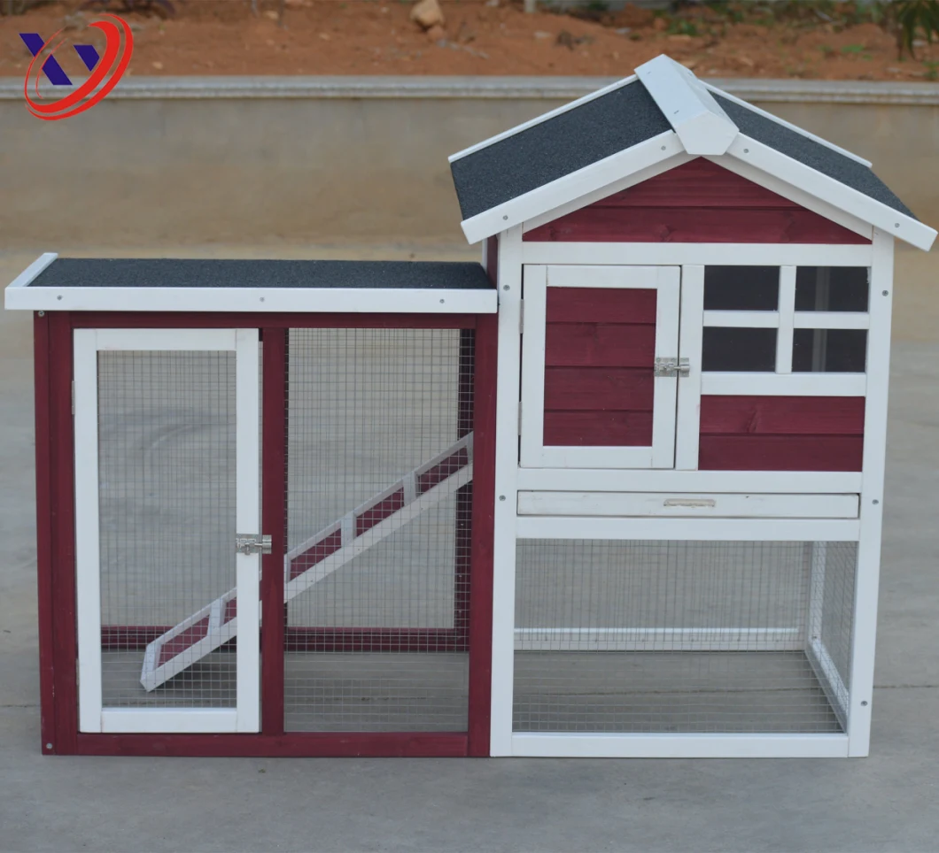 Solid Fir Wood Pet Cage Asphalt Protected Roof Rabbit House with Run