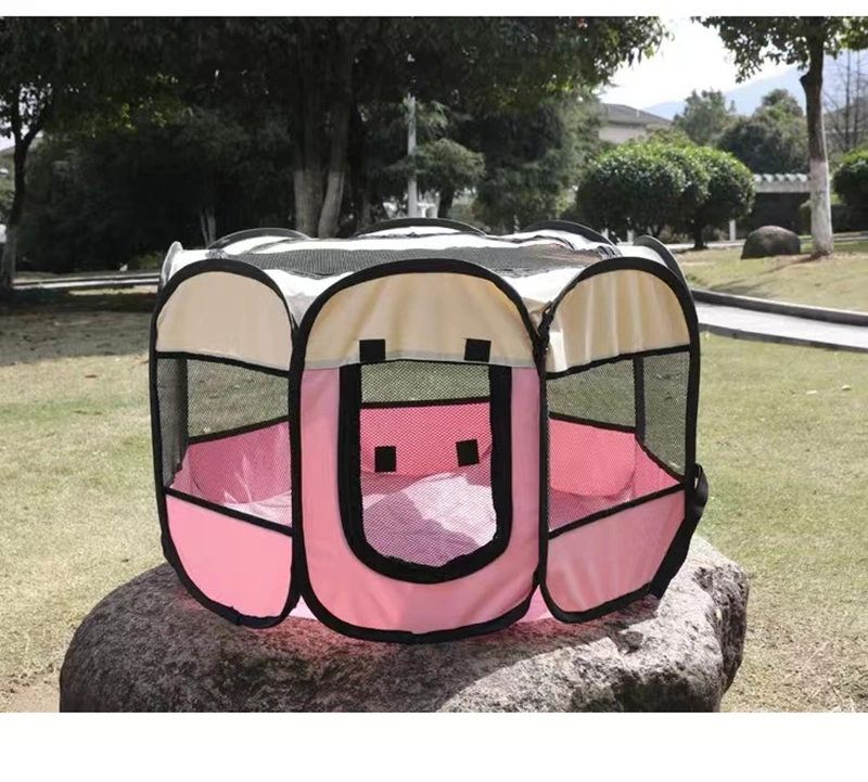 Hot Salefolding Pet Tent Dog House Octagonal Cage for Cat Tent Playpen Puppy Kennel Easy Operation Fence Outdoor Big Portable Dogs House