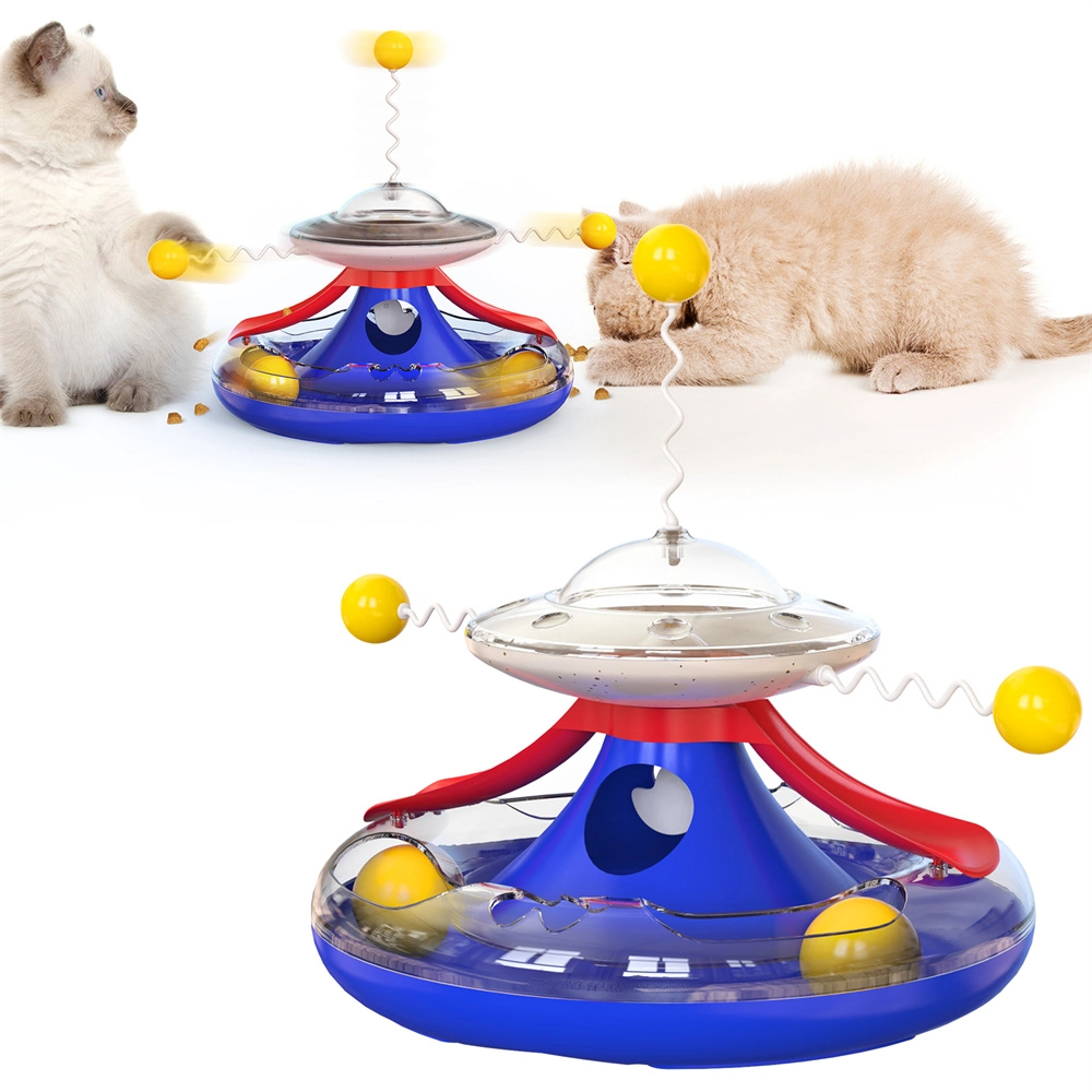 Pet Supplies Funnuy Cat Toy Cat Food Dispenser with Circle Track Moving Turntable