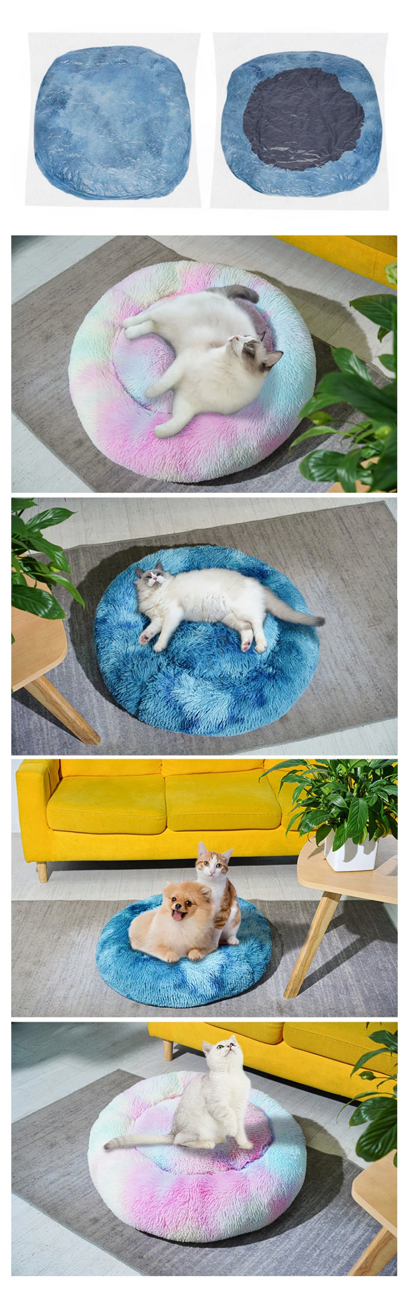 New Style Hot Sellingplush Tie-Dyed Pet Cat Bed Dog Bed