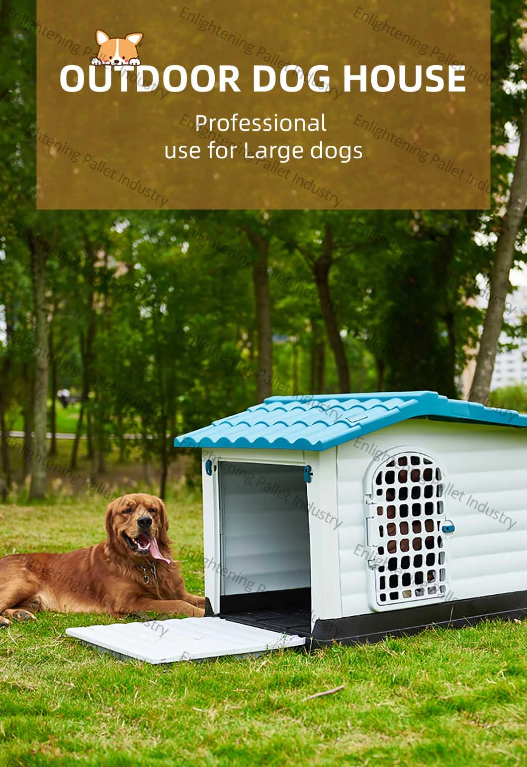 Wholesale Two Doors Outdoor Indoor Waterproof Plastic Pet Dog House Dog Kennel Removable Breathable OEM Custom Modern Luxury Plastic Dog House