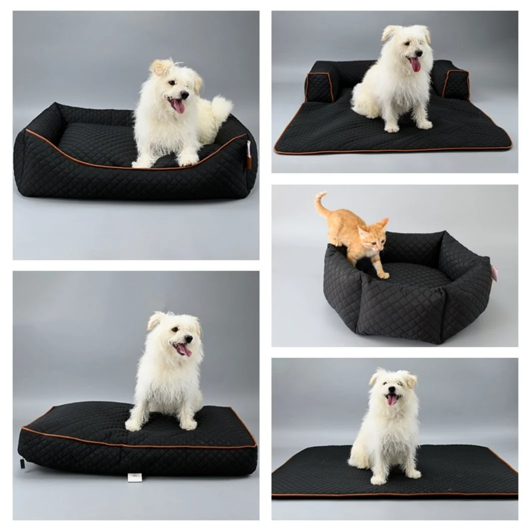 Wholesale Detachable Washable PU Leather Memory Foam Large Dog Mat Pet Beds