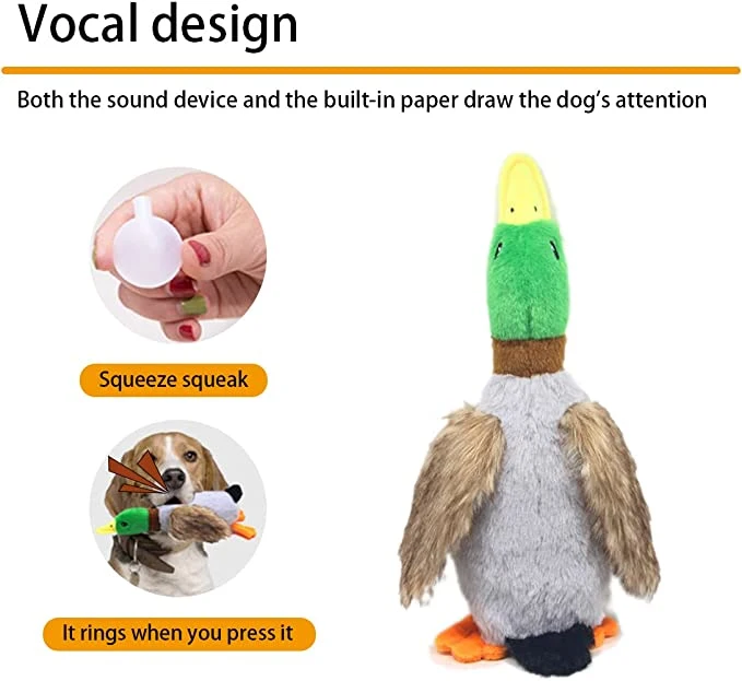 Duck Shape Squeak Dog Toys Stuffed Dog Chew Toys Rope Knots Plush Pet Toy