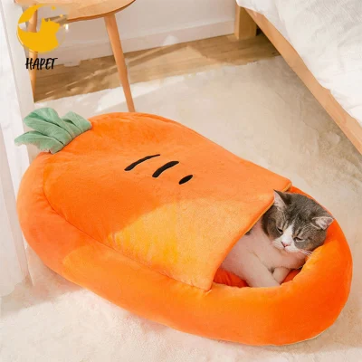 Cat Bed Warm Kitten Sleeping Cave Hooded Carrot Shaped Cat Bed Tent Comfortable Puppy House