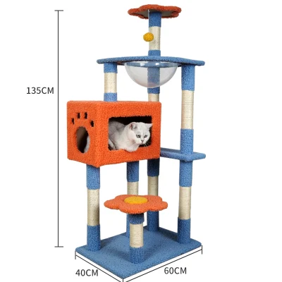 Wholesale Colorful Massive Wooden Sisal Cat Tree Climbing Tower