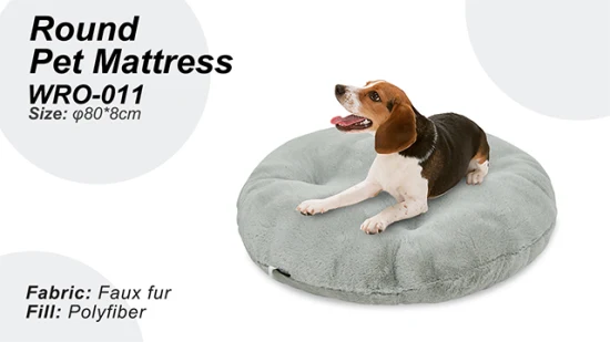 Manufacturers Faux Fur Polyfiber Comfort Round Waterproof Dog Pet Mattress
