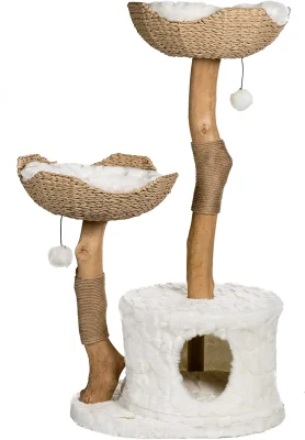 Modern Cat Tree Tower for Large Cats Real Branch Luxury Cat Condo Wood Cat Tower Cat Scratching Tree Cat Lover Gift