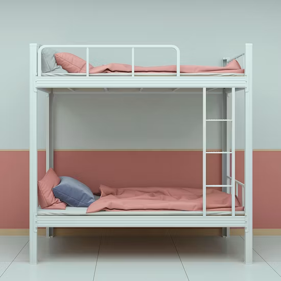 Durable Adult Metal Bunk Beds Steel Double Bed School Use Beds with Cat Ladder